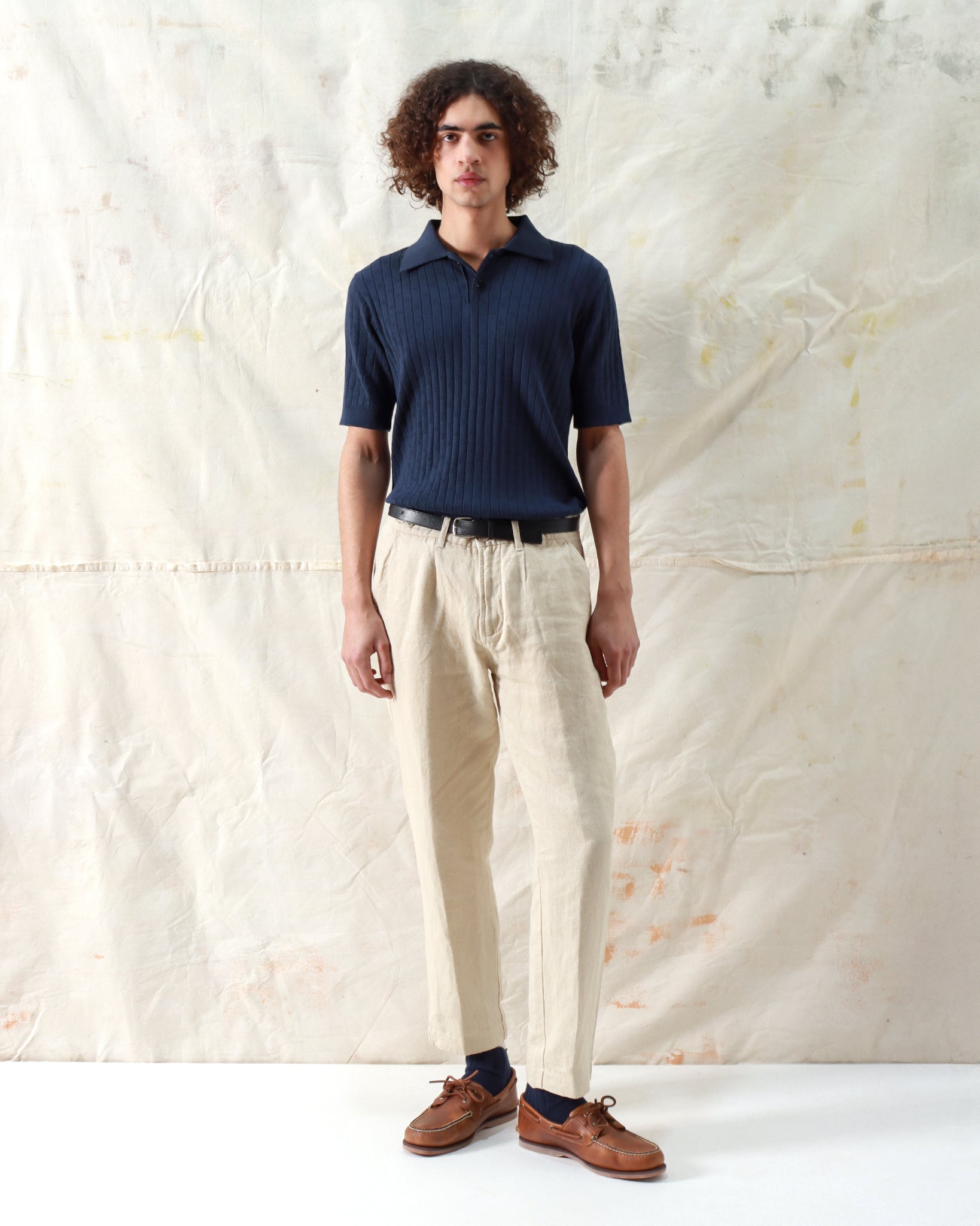 Knitted Polos · Jacobs Perforated Lace Polo - Navy Iris