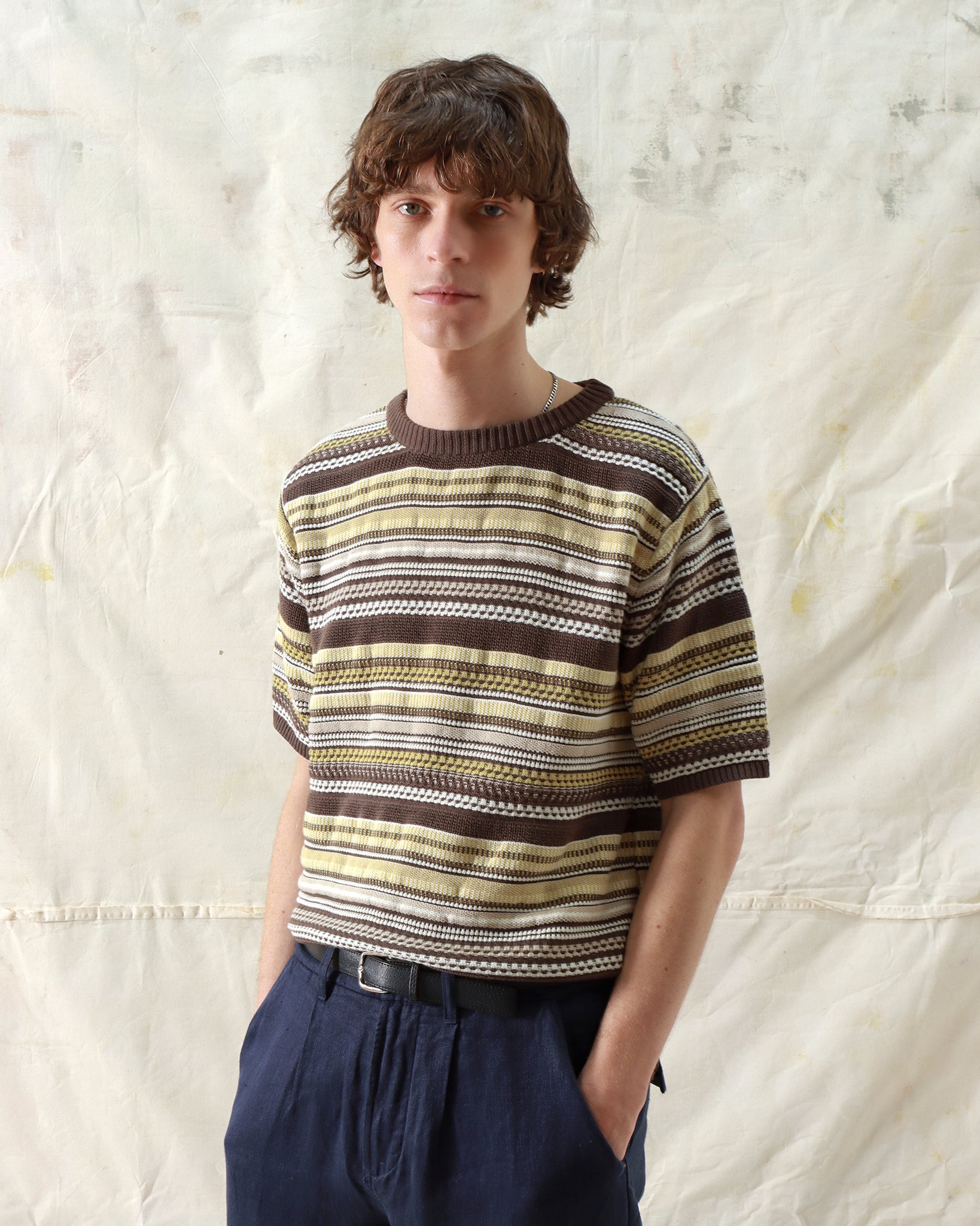 Knitted Tops · Newport Knit Top - Dark Brown Stripe