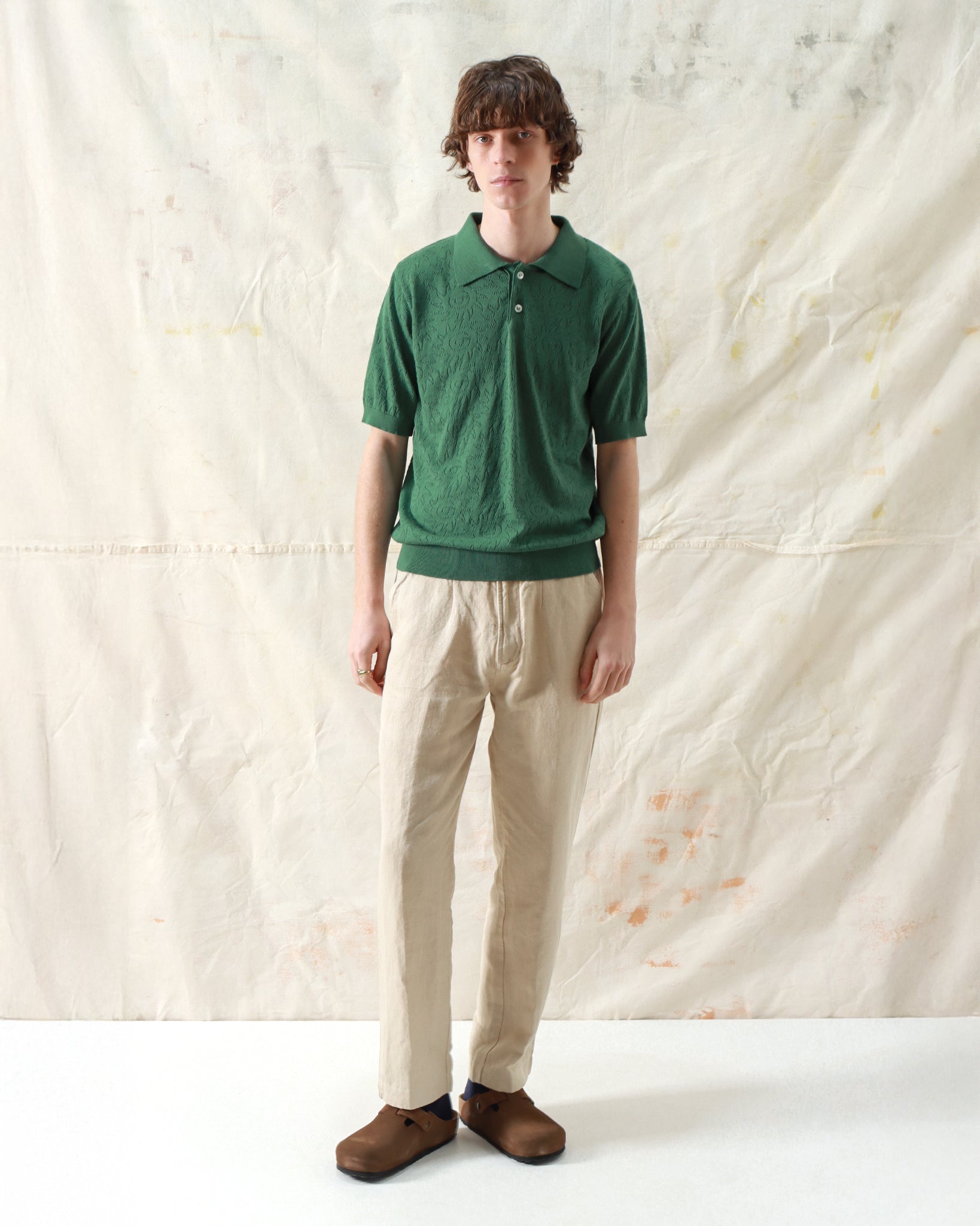 Knitted Polos · Belser Polo - Sun Swirl Tropical Green