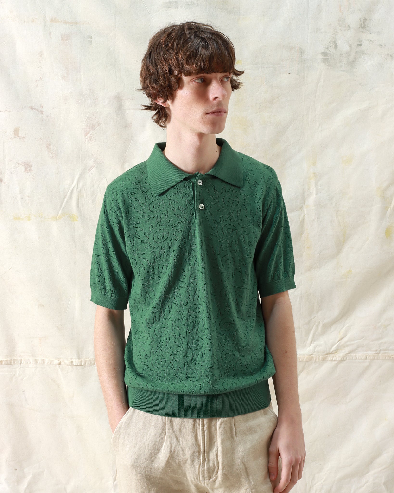 Knitted Polos · Belser Polo - Sun Swirl Tropical Green