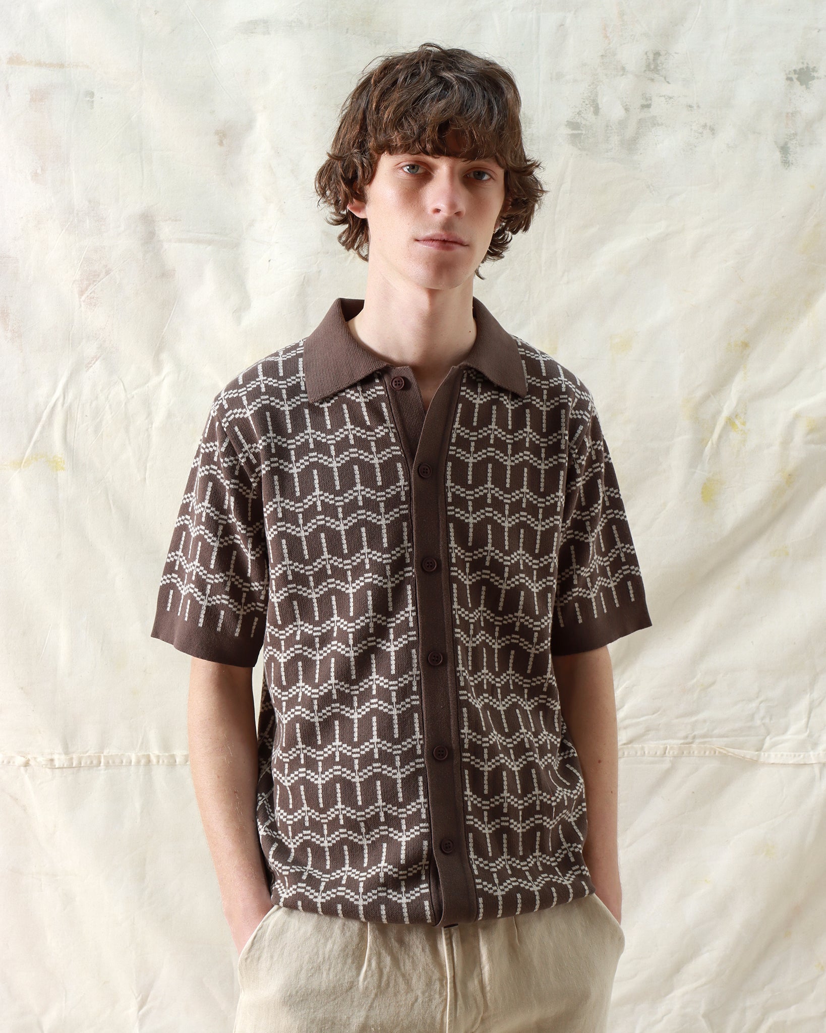 Cardigans · Zigger Cardigan - Palm Tree Dark Brown