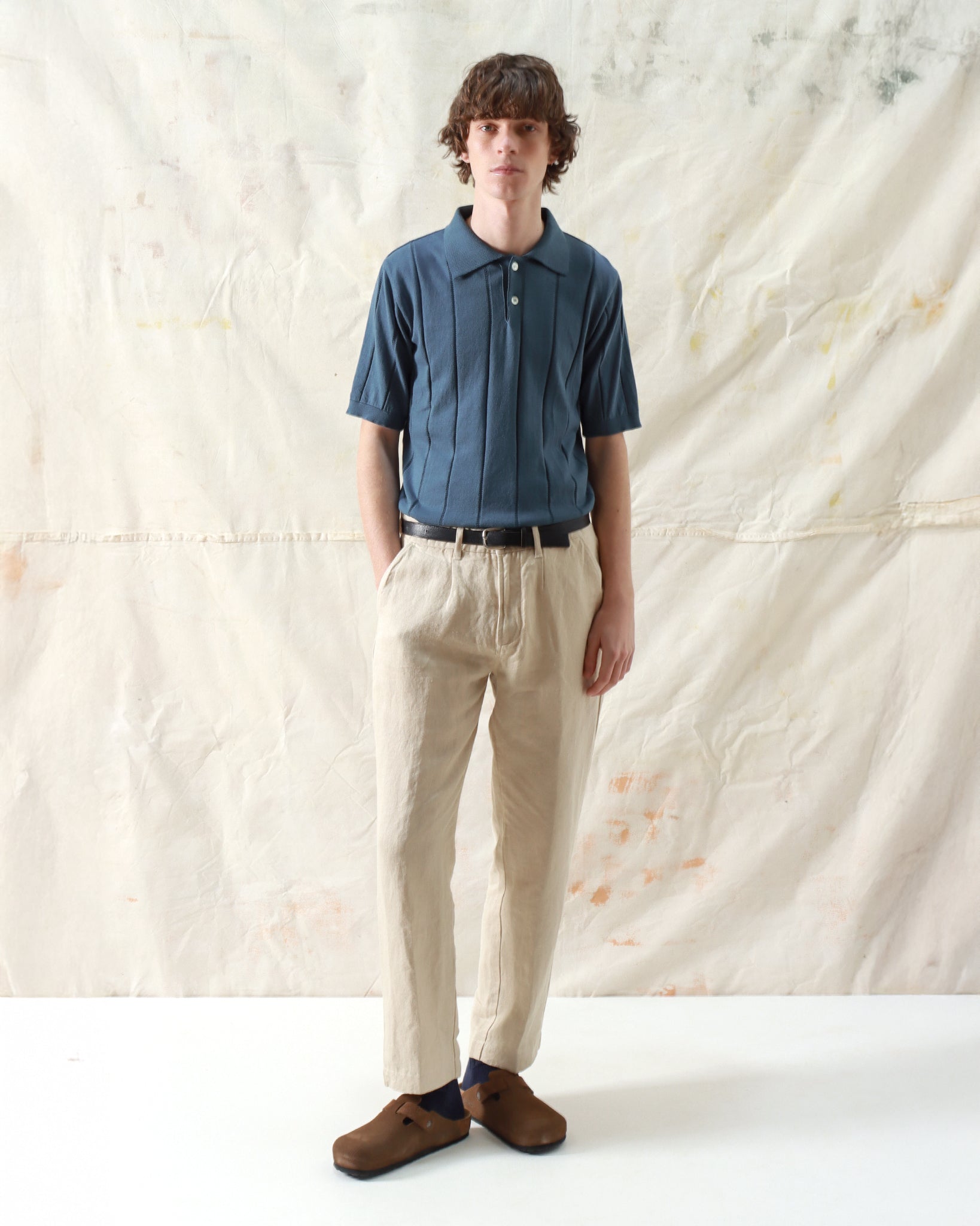 Knitted Polos · Jacobs Punched Stripe Polo - Aegean Blue