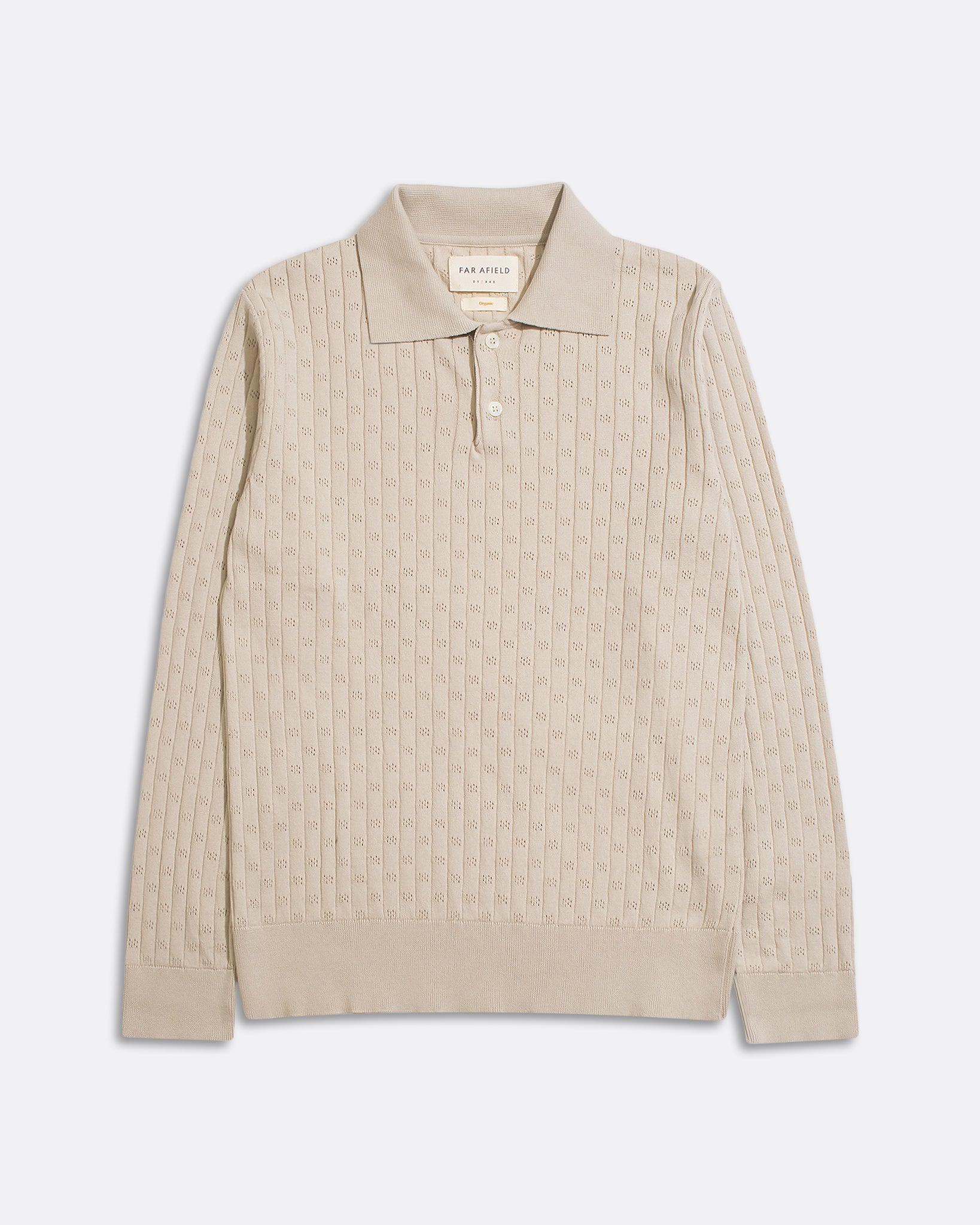 Knitted Polos · Jacobs Perforated Lace Polo - Peyote Sand Long Sleeve