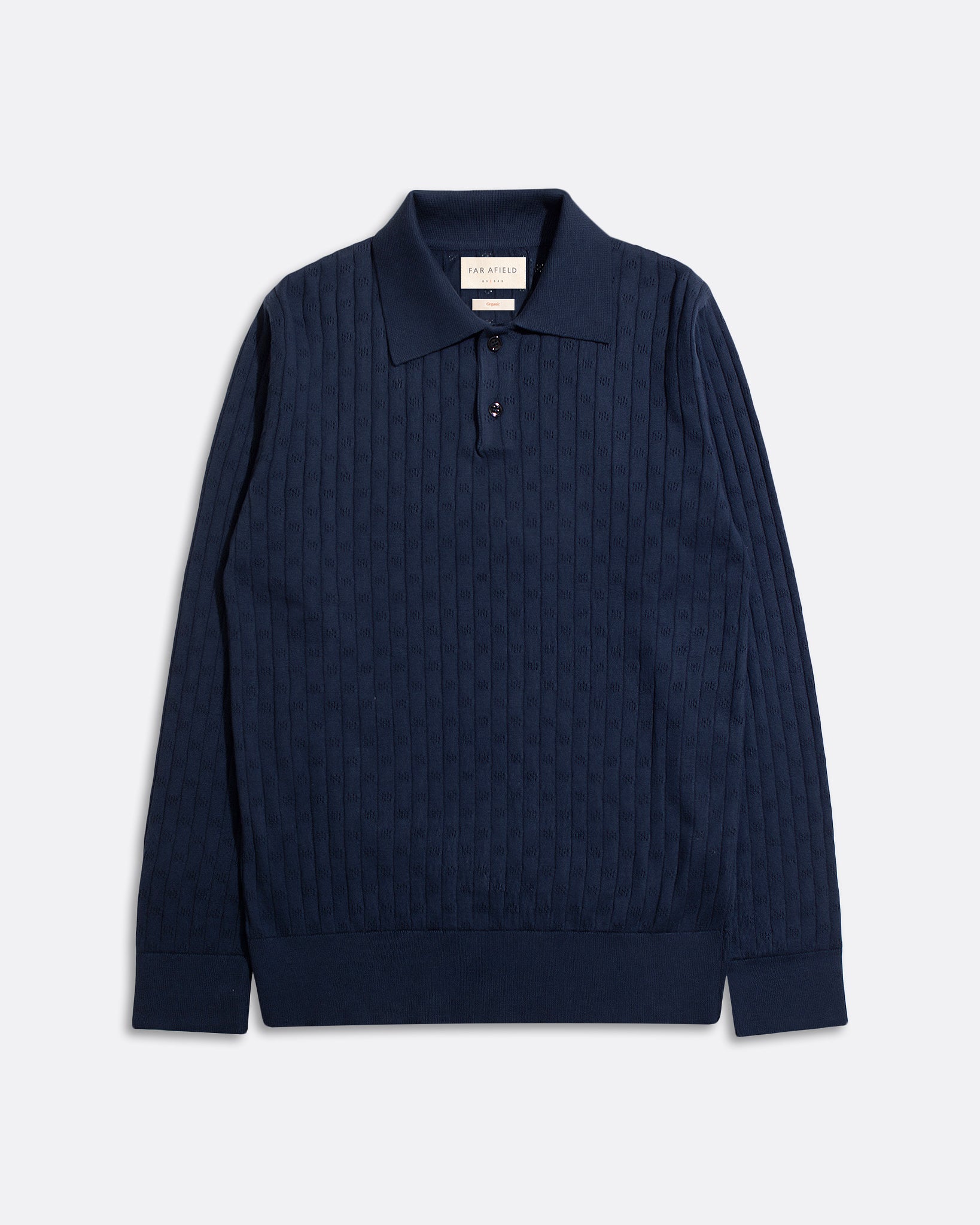Knitted Polos · Jacobs Perforated Lace Polo - Navy Iris Long Sleeve