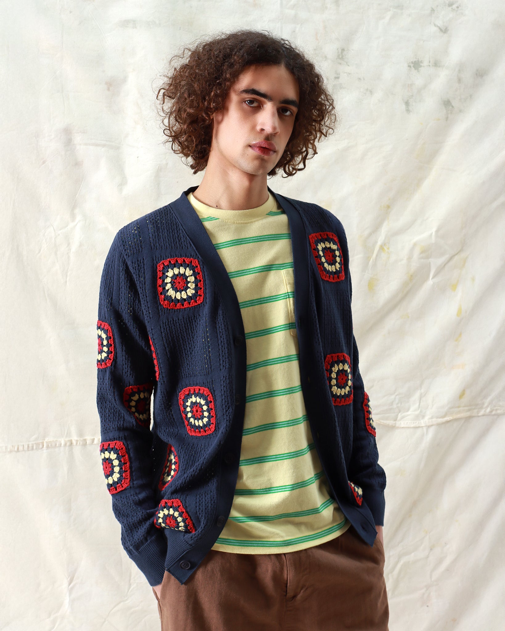 Cardigans · Floral Crochet Cardigan - Navy Iris