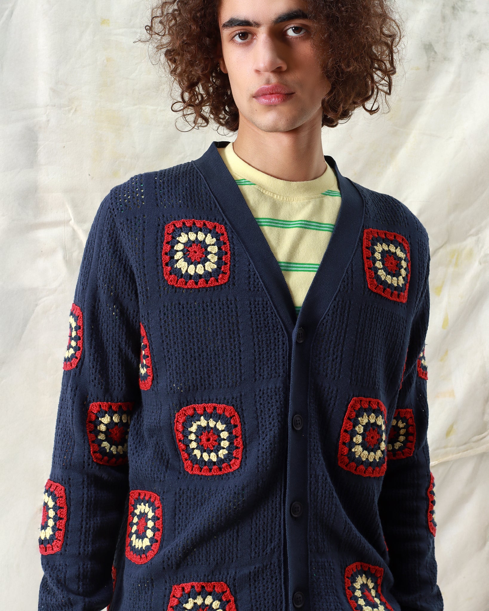 Cardigans · Floral Crochet Cardigan - Navy Iris