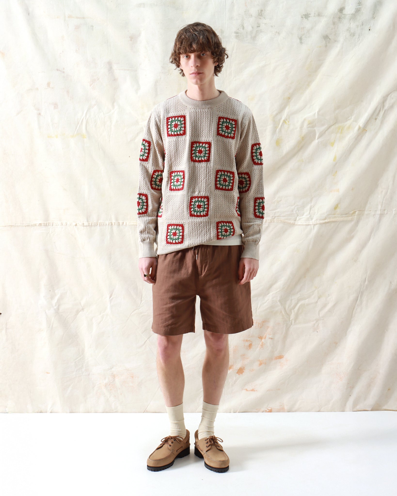 Jumpers · Floral Crochet Knit - Peyote Sand