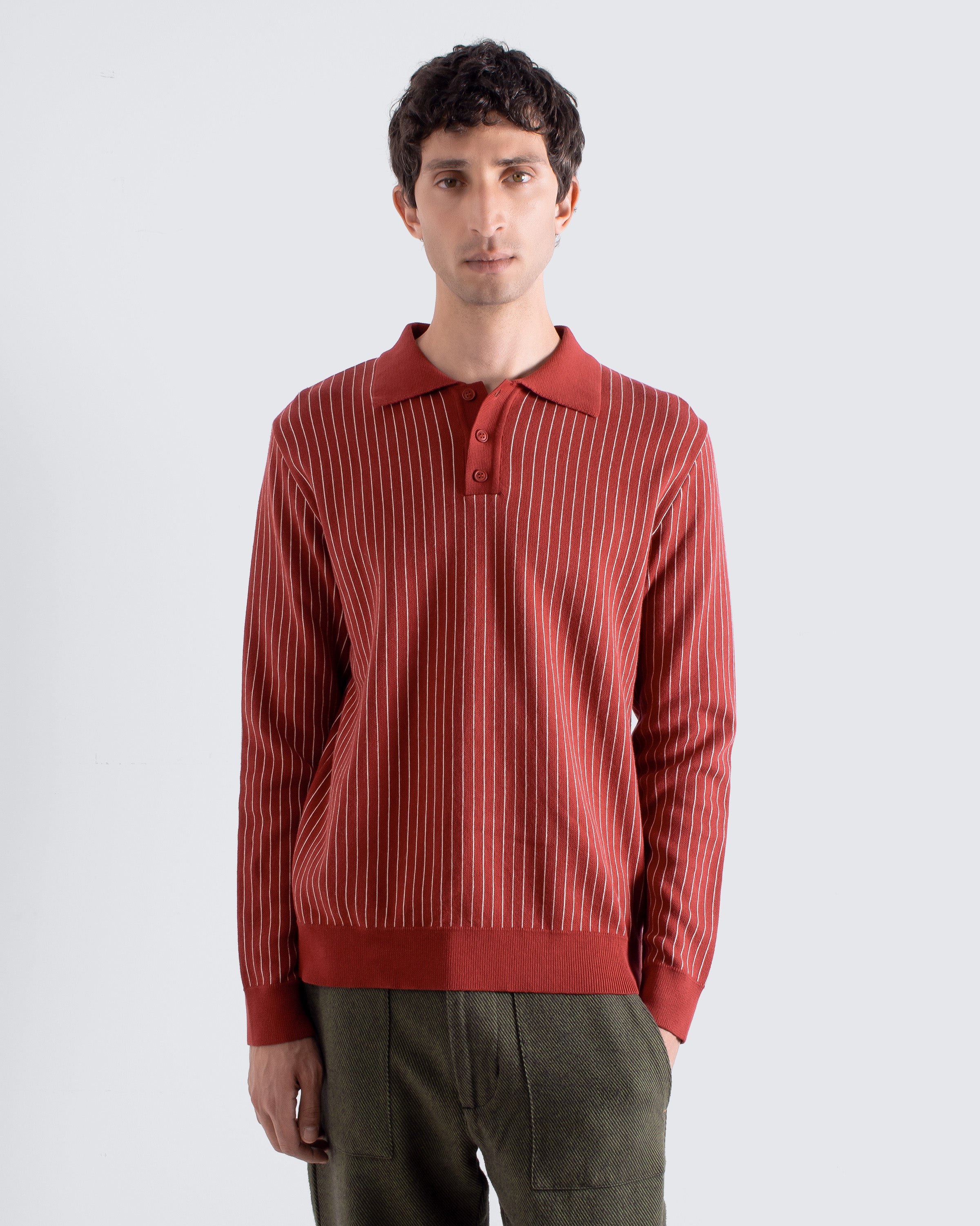 Benny Knit Polo Red | Archive Stripe Polo Shirt – Far Afield