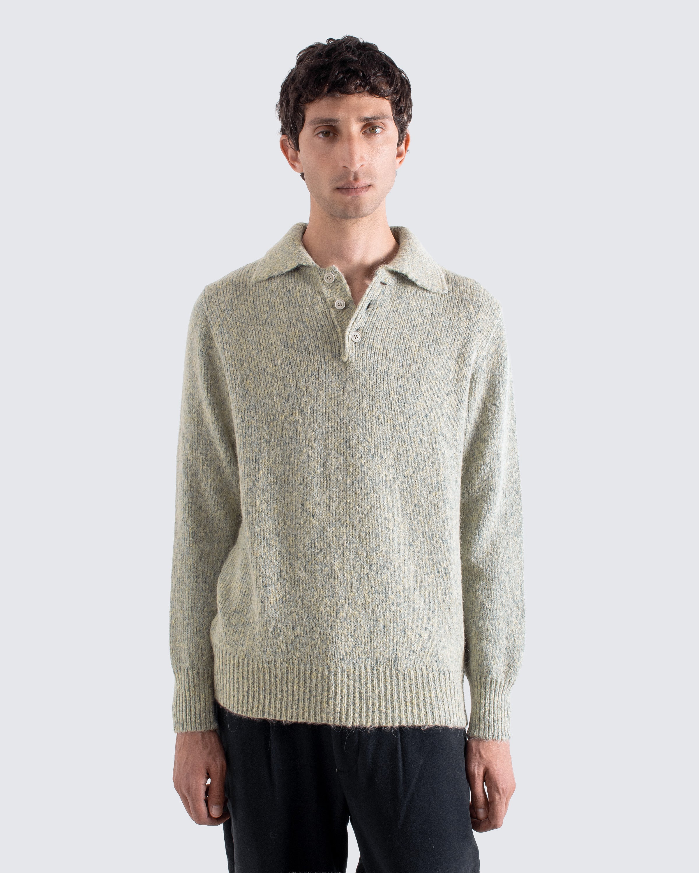 Kier Knit Polo Stone | Brushed Textured Polo Shirt – Far Afield
