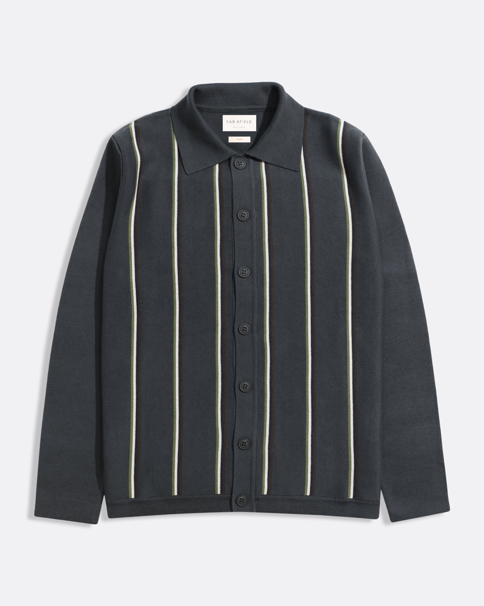 Zigger Knit Shirt Kuki Grey | Engineered Stripe Organic Cotton