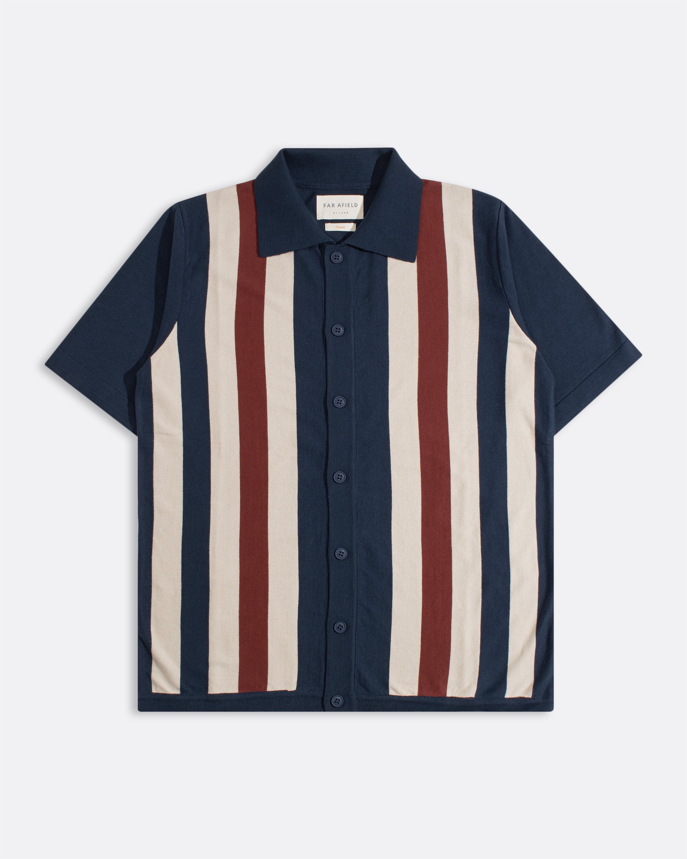 Striped Knit Shirt Short Sleeve Navy · Far Afield
