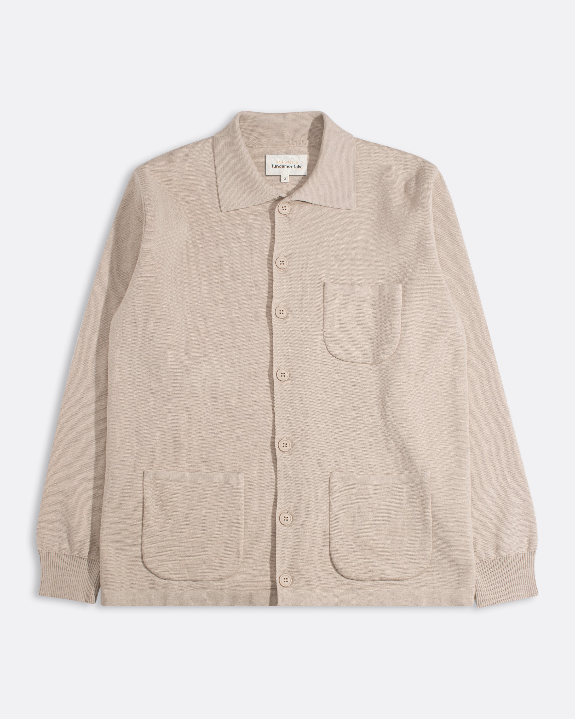 Station Cardigan | Men's Knitted Chore Cardigan in Sand · Far Afield