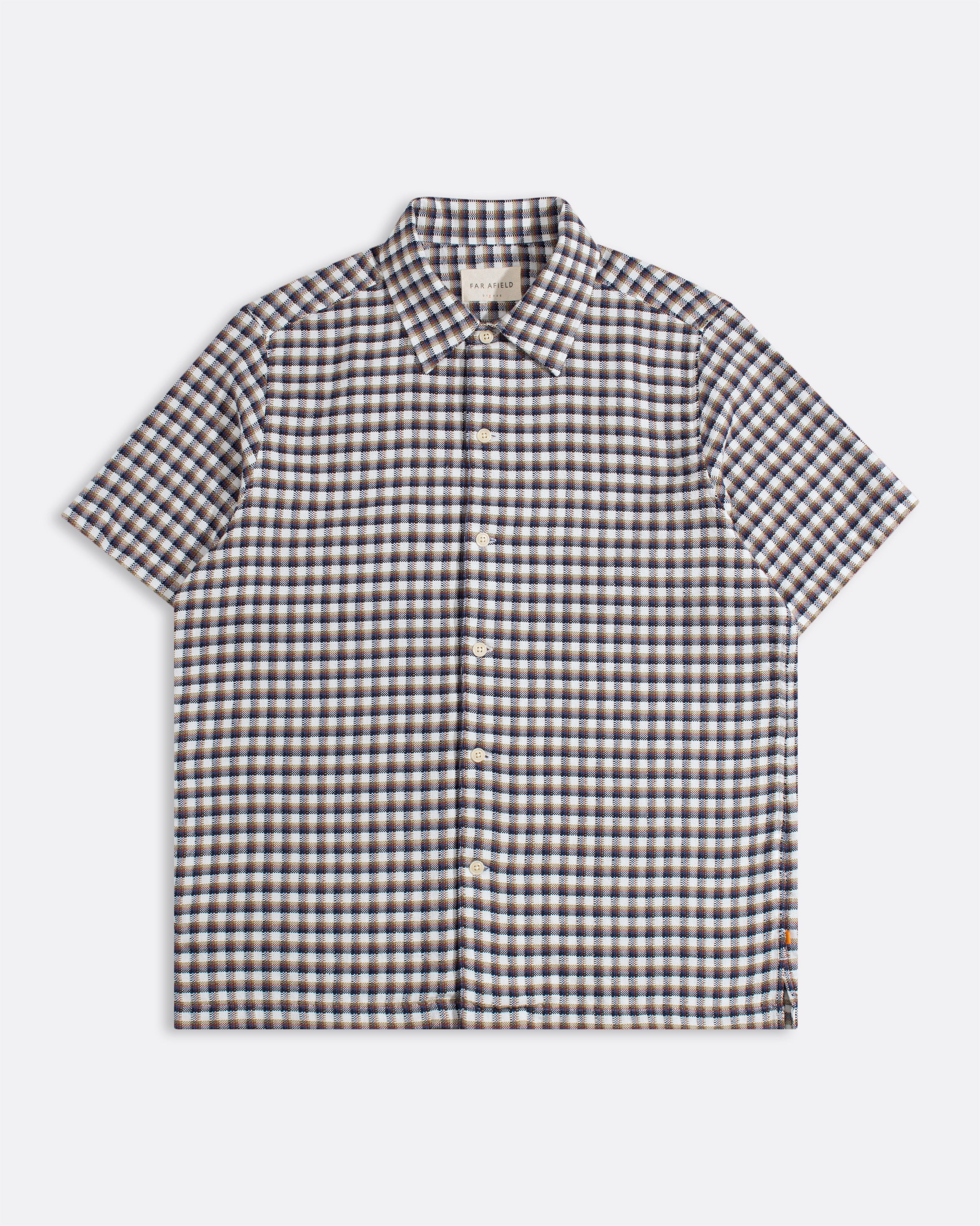 Cotton Dobby Check Short Sleeve Shirt White Â· Far Afield