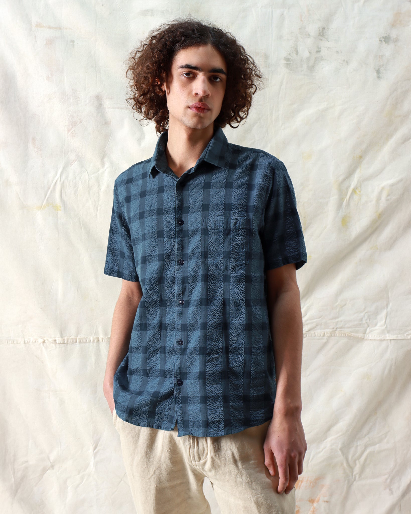 Check Shirts · Tonal Check Shirt - Navy Iris