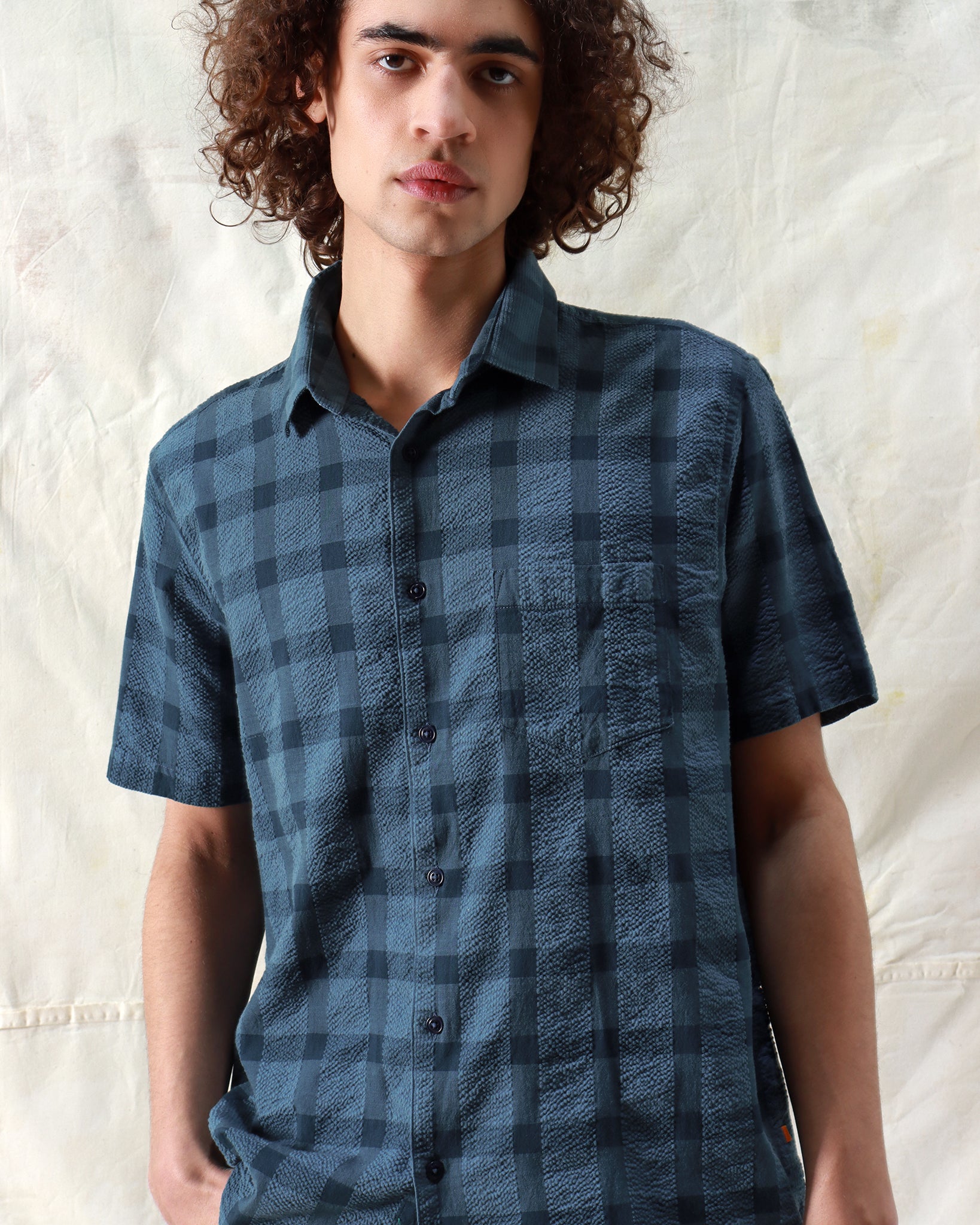 Check Shirts · Tonal Check Shirt - Navy Iris