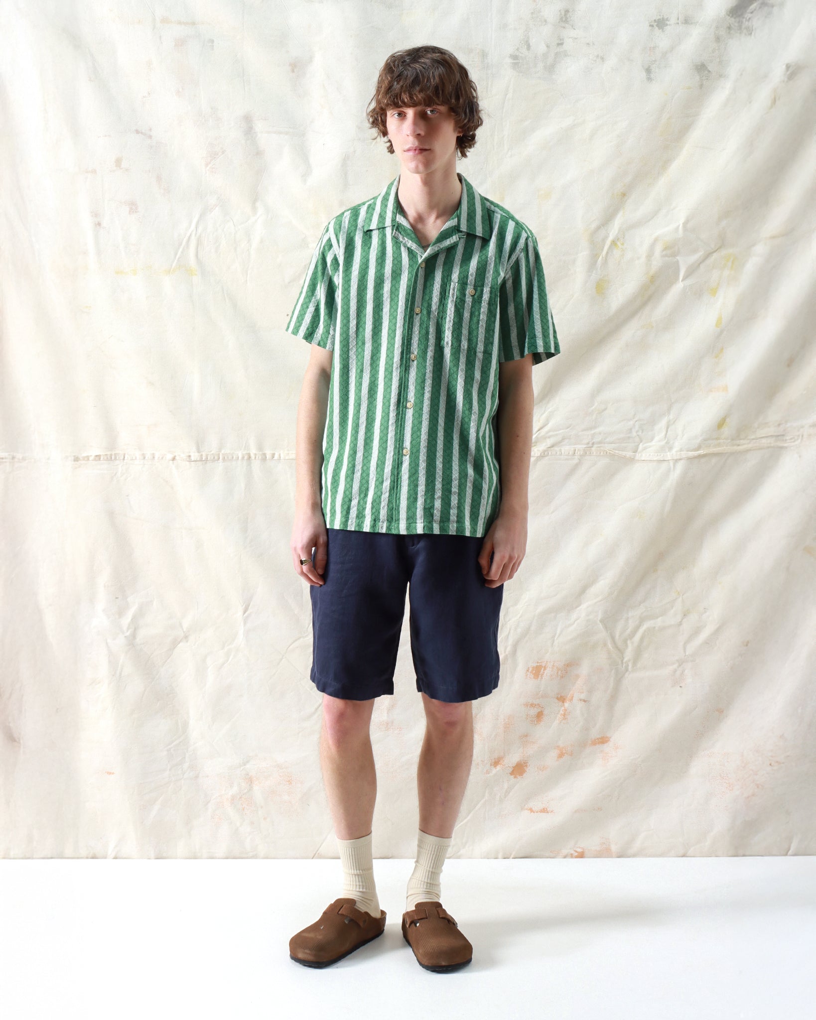 Shorts · Double Pleated Short - Navy Iris