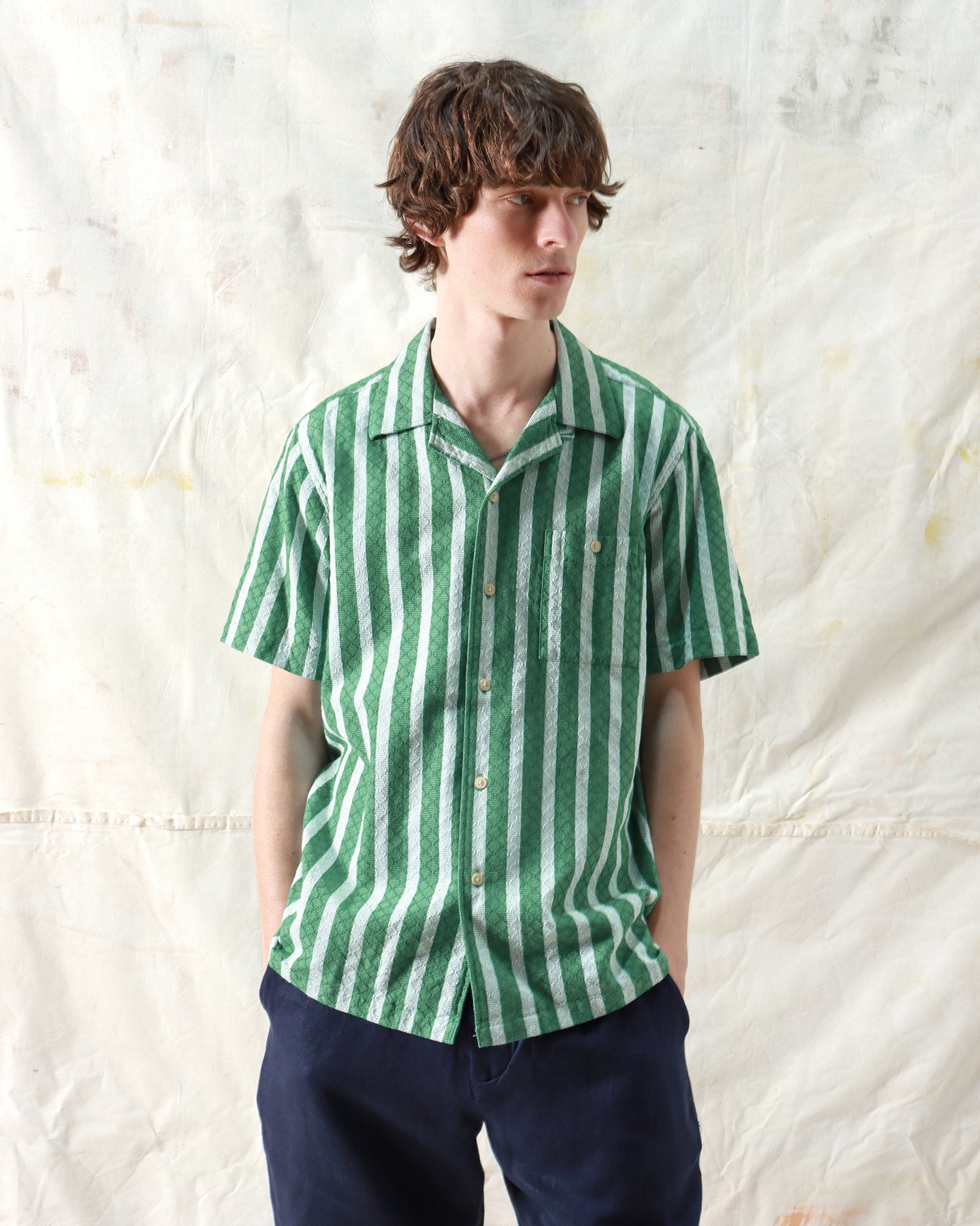 Stripe Shirts · Selleck Shirt - Dobby Stripe Tropical Green