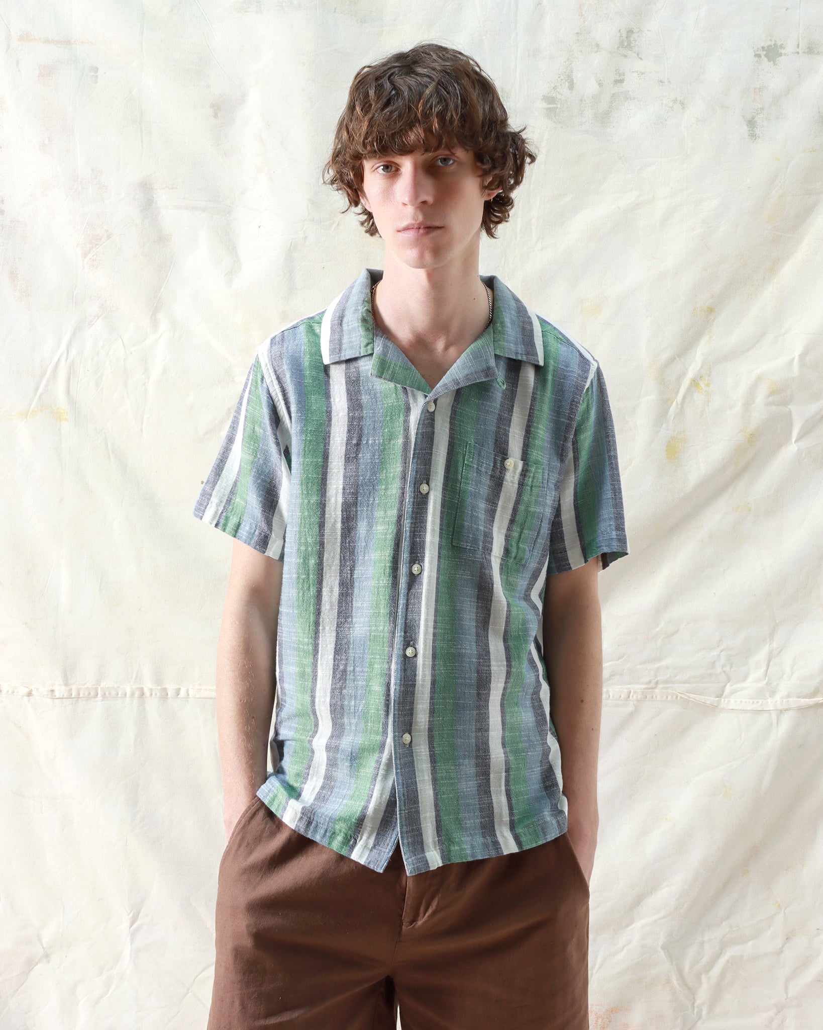Stripe Shirts · Selleck Shirt - Slub Stripe Aegean Blue