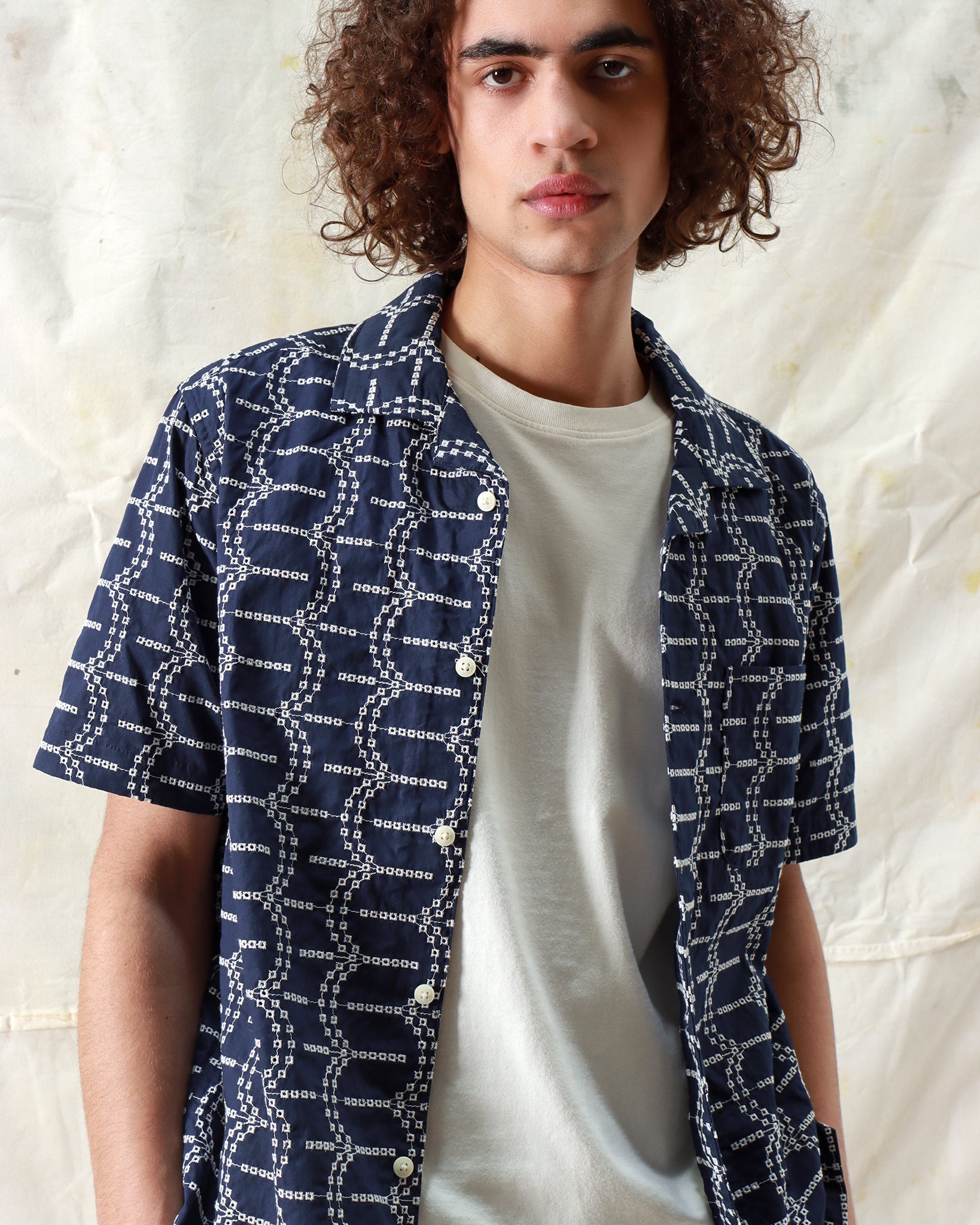 Patterned Shirts · Stachio Shirt - Palm Tree Navy Iris