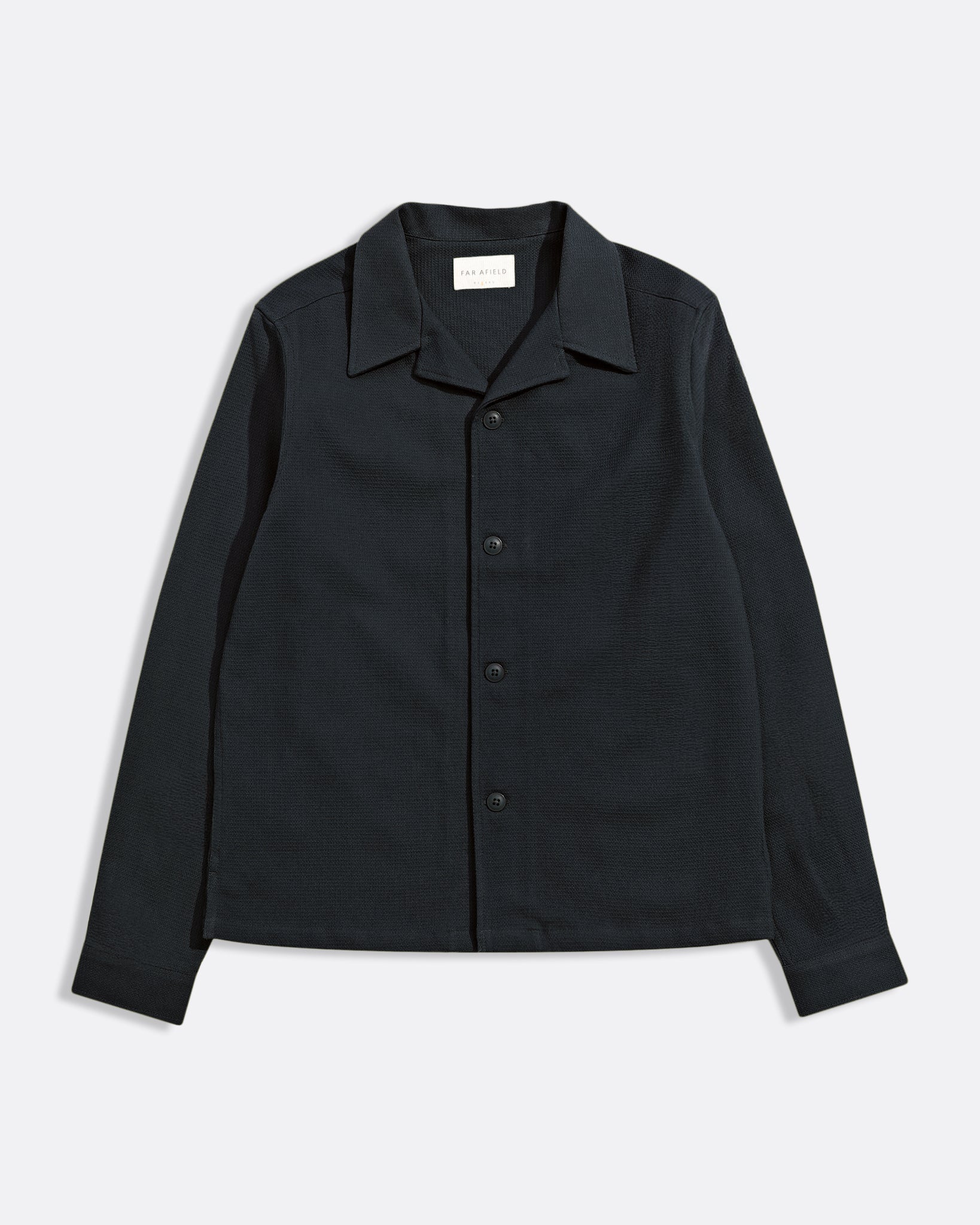 Veloso Waffle Shirt Navy – Textured Cotton Overshirt | Far Afield