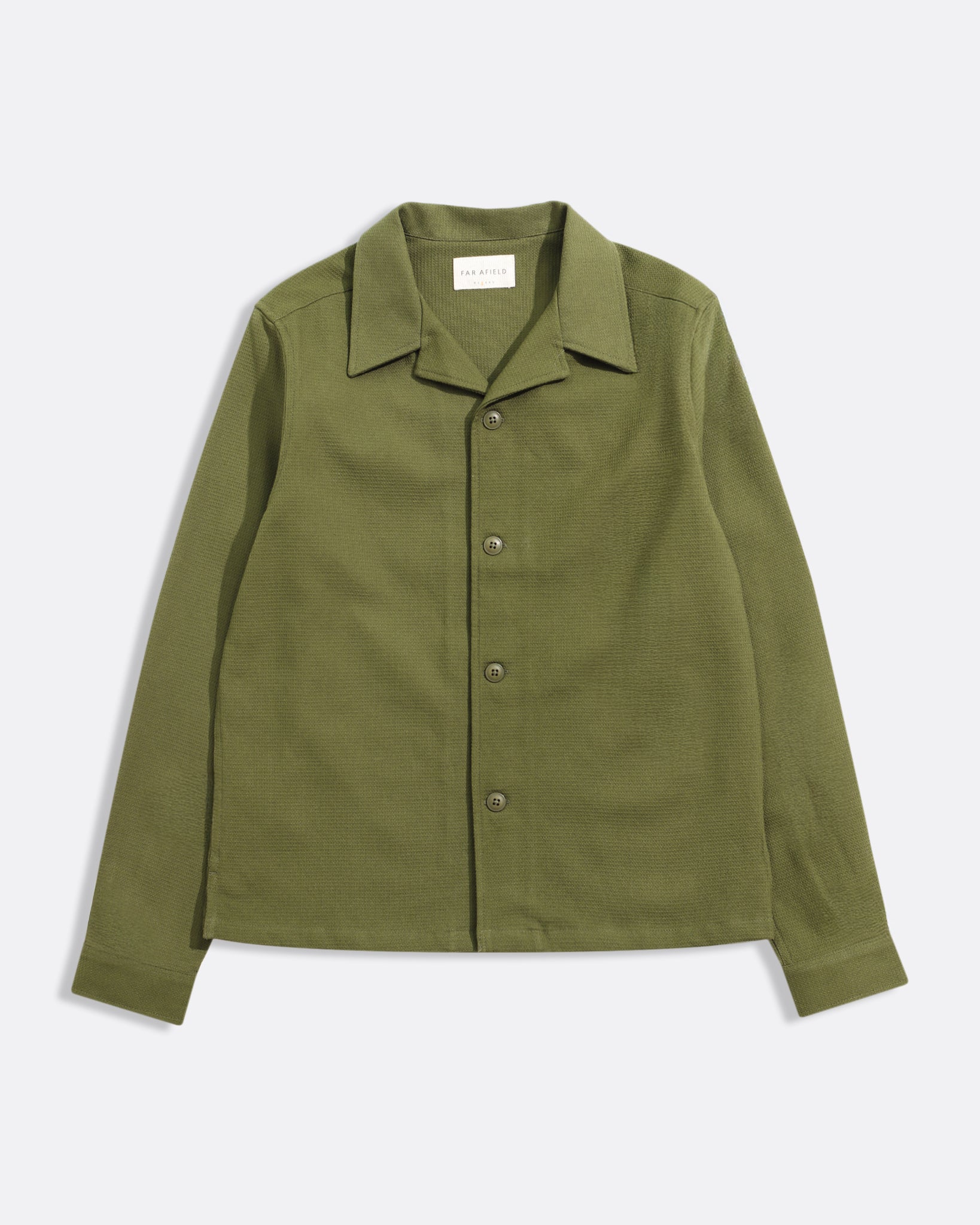 Veloso Waffle Shirt Green – Textured Cotton Overshirt | Far Afield