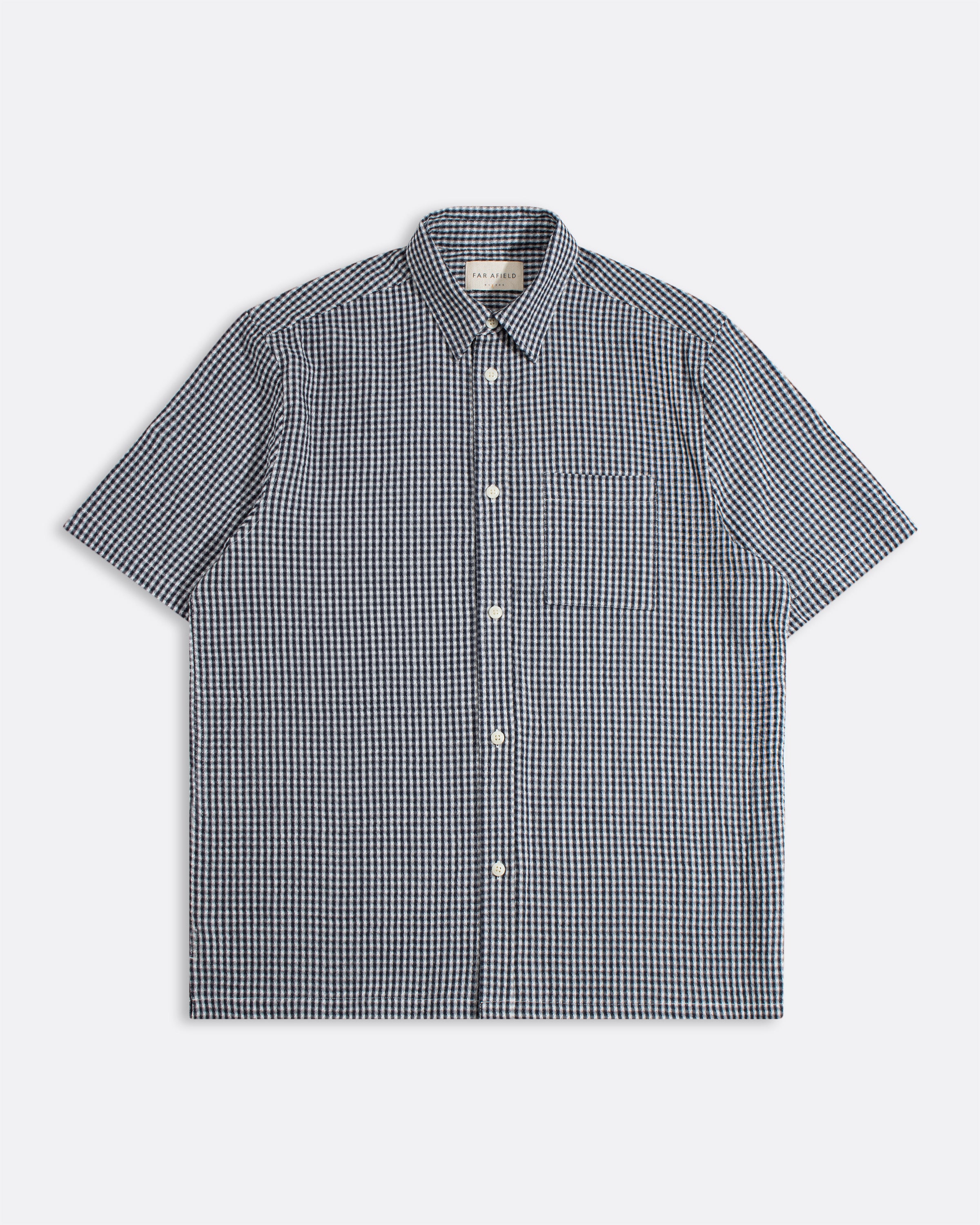 Costa Gingham Shirt Navy · Far Afield