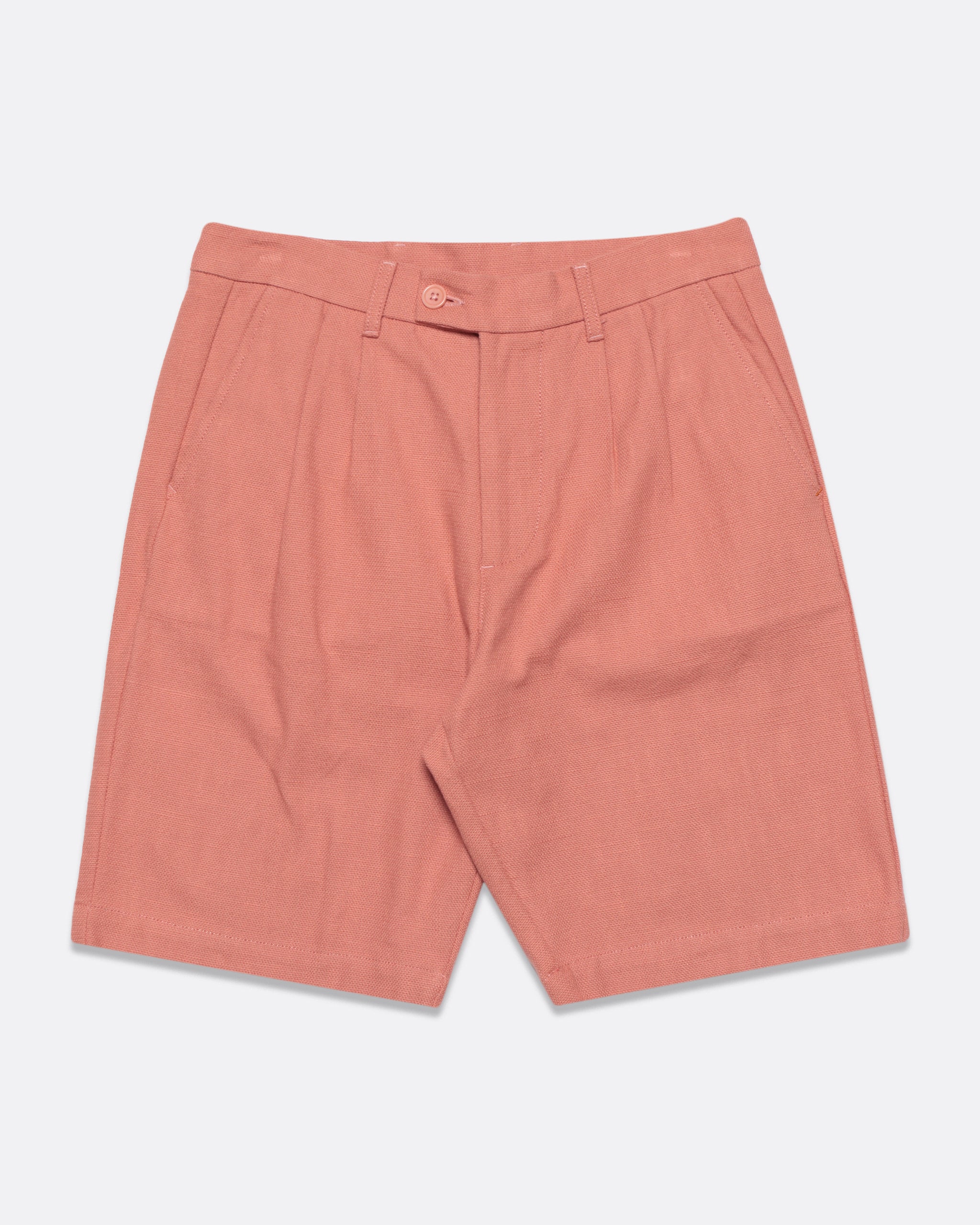 Knee-length Shorts · Double Pleated Short - Textured Weave Pink