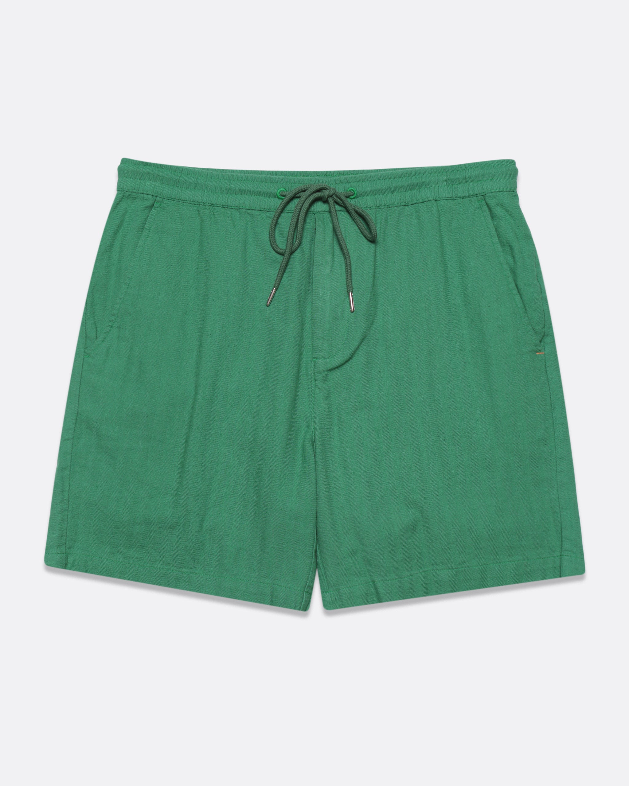 Cropped Shorts · House Shorts - Green Herringbone Twill