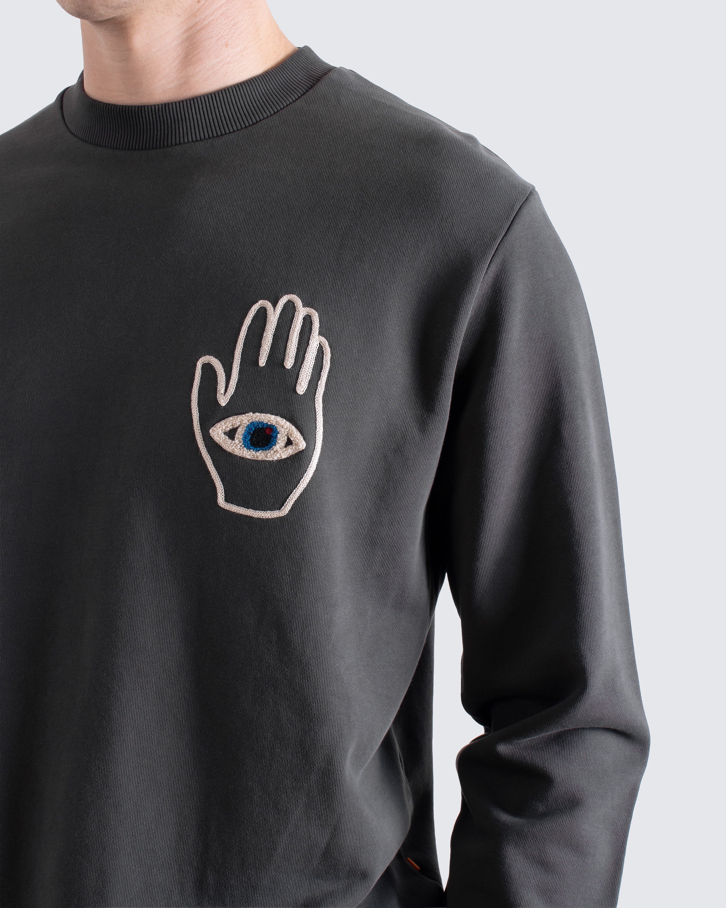 Hand and Eye Sweatshirt – Organic Cotton Crewneck with Embroidery