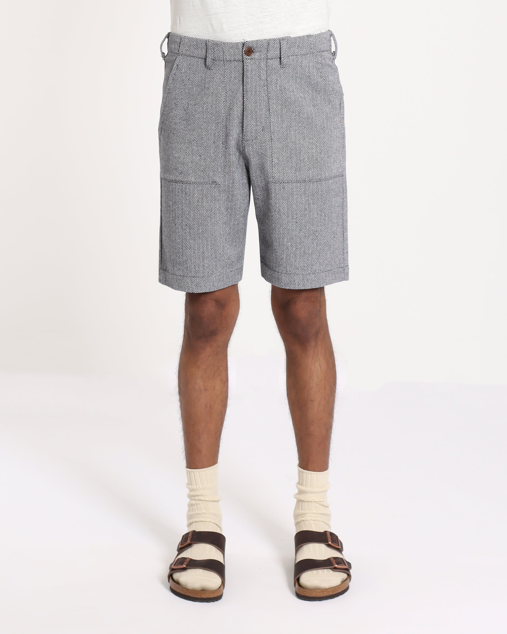 Knee-length Shorts · Coup Short - Herringbone Navy