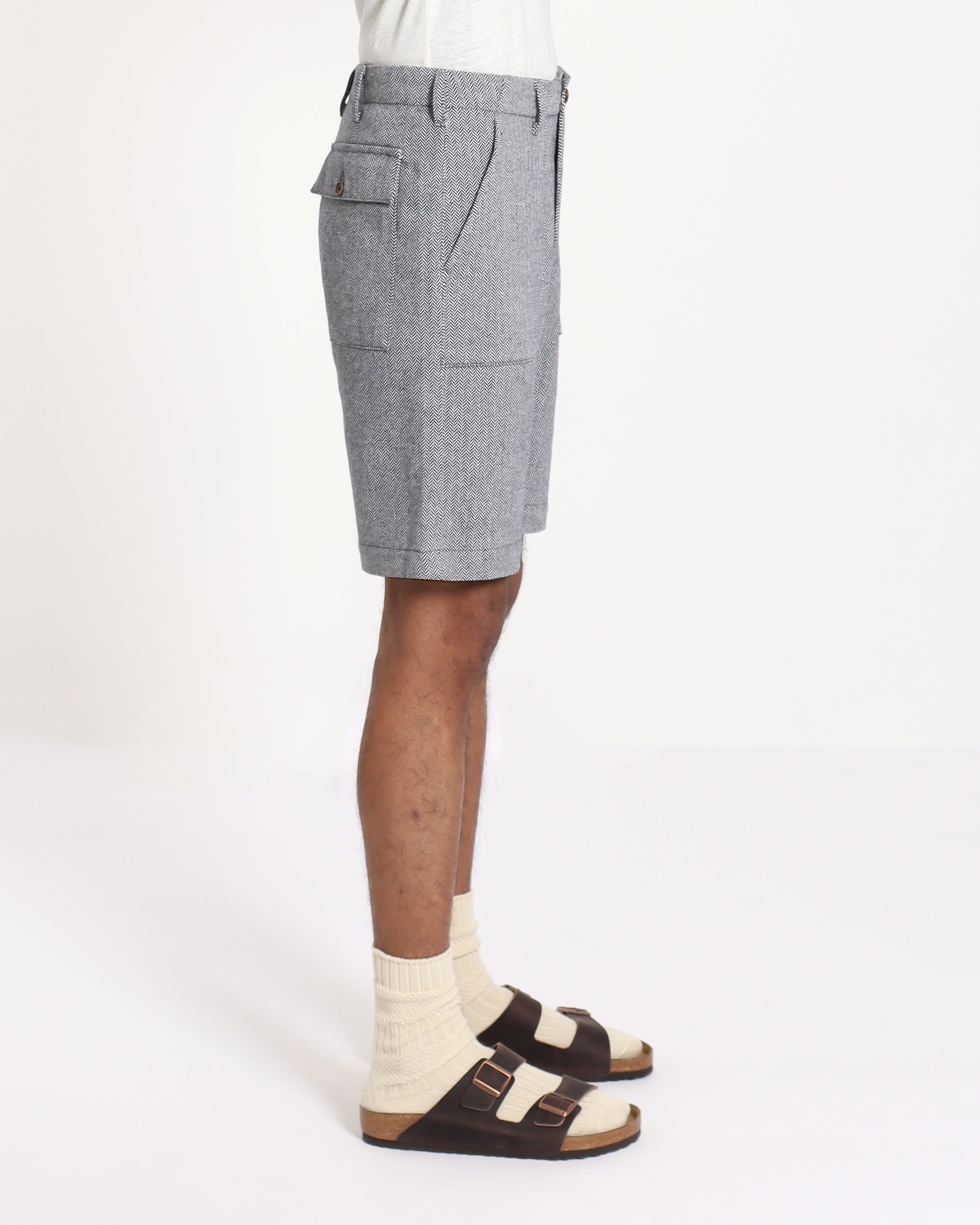 Knee-length Shorts · Coup Short - Herringbone Navy