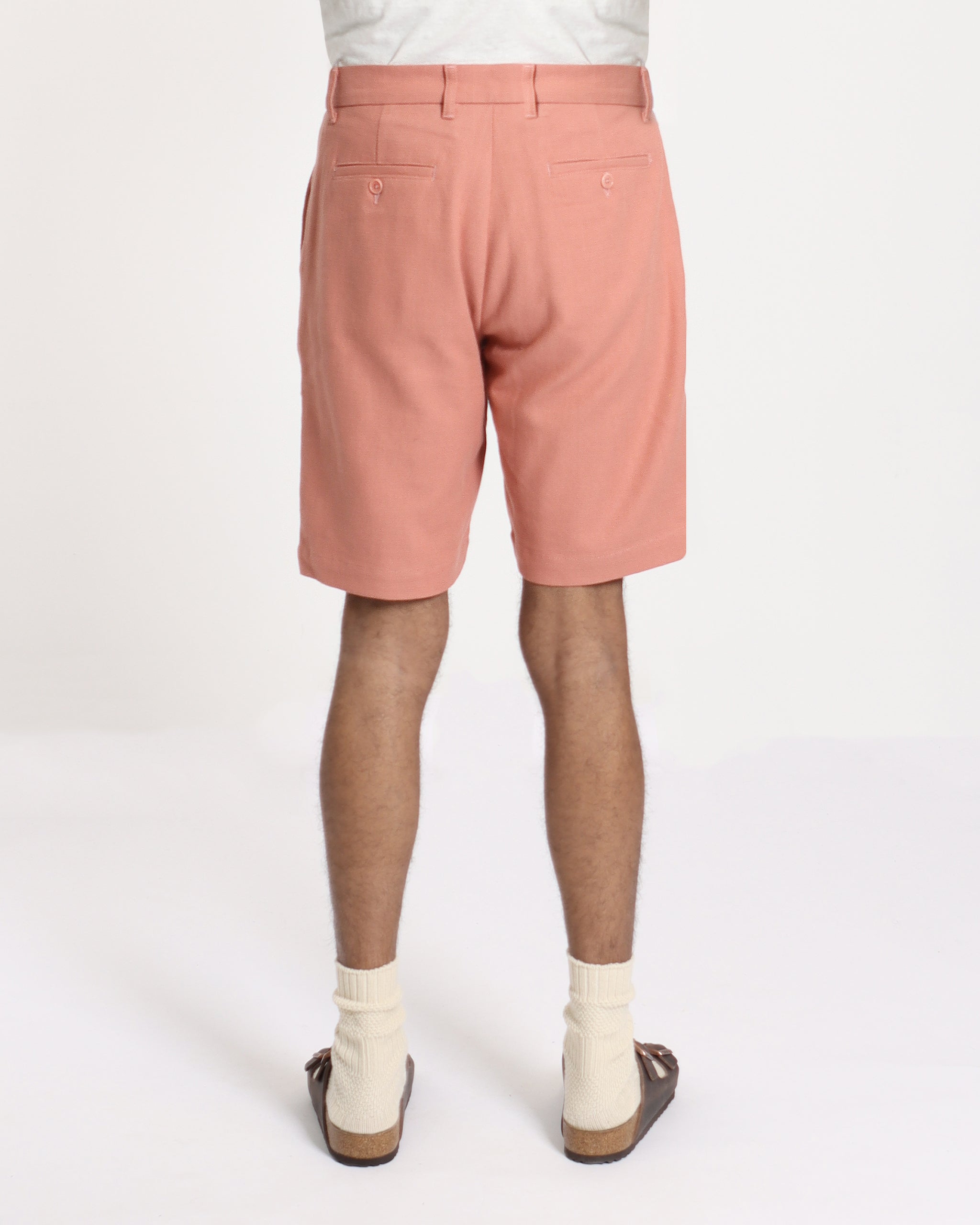 Knee-length Shorts · Double Pleated Short - Textured Weave Pink