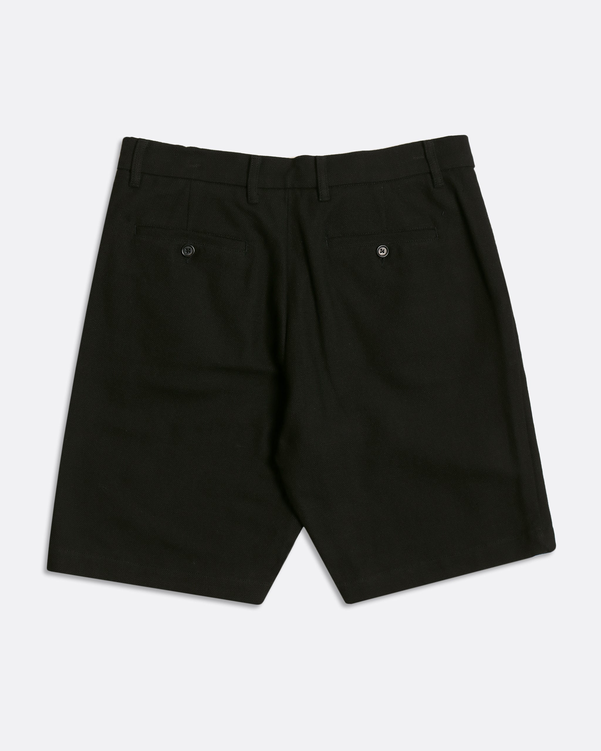 Knee-length Shorts · Double Pleated Short - Textured Weave Black