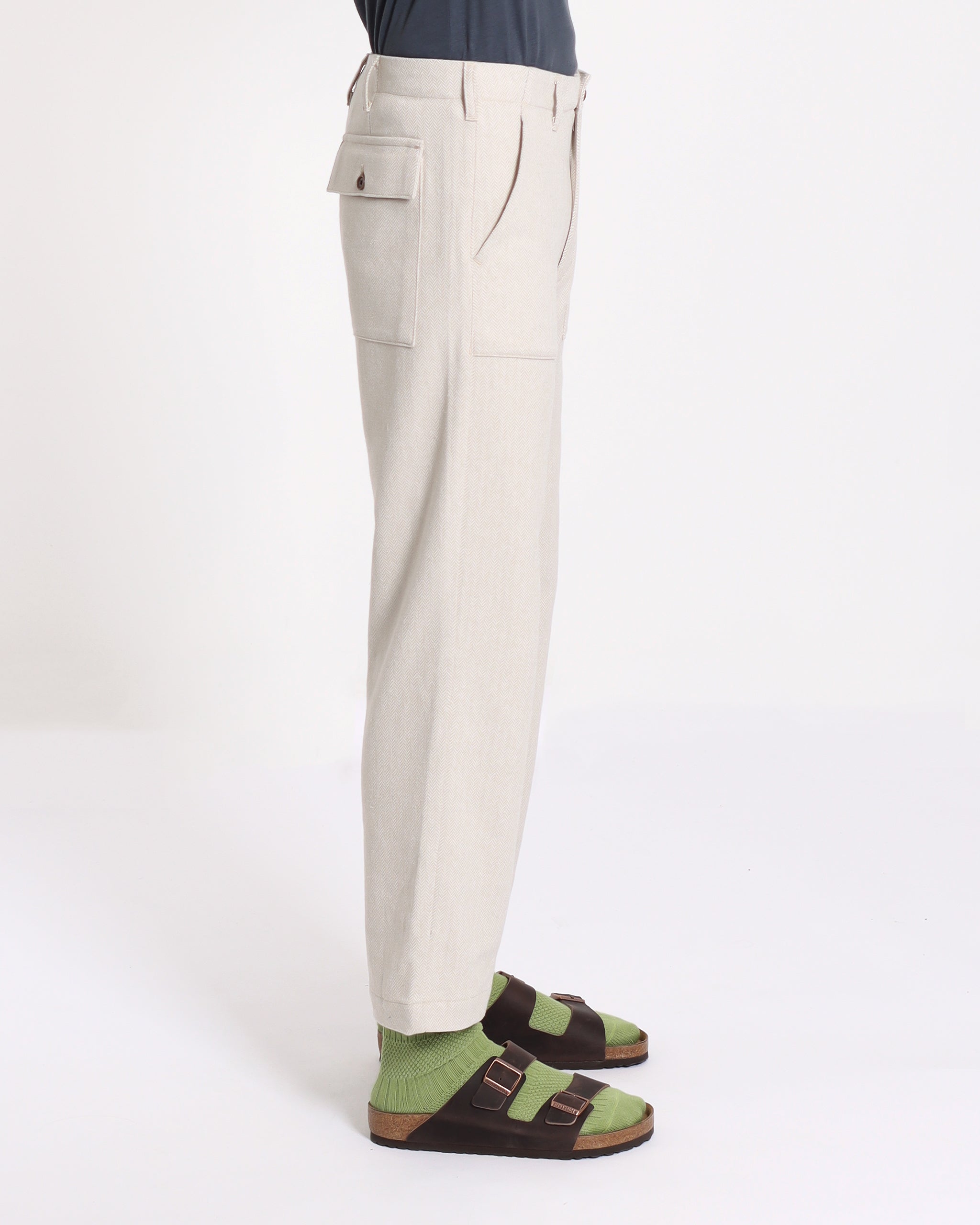 Straight Leg Trousers · Coup Trouser - Herringbone Sand