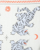 Close-up of the artwork and finish on the Pate Bagh Neckerchief in aqua grey