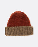 Far Afield Two-Tone Bouclé Beanie in rust / light brown