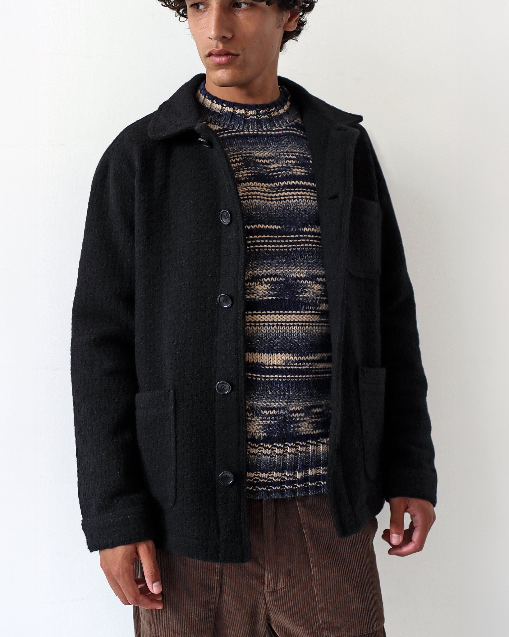 Station Jacket - Black Textured Jacquard – Far Afield