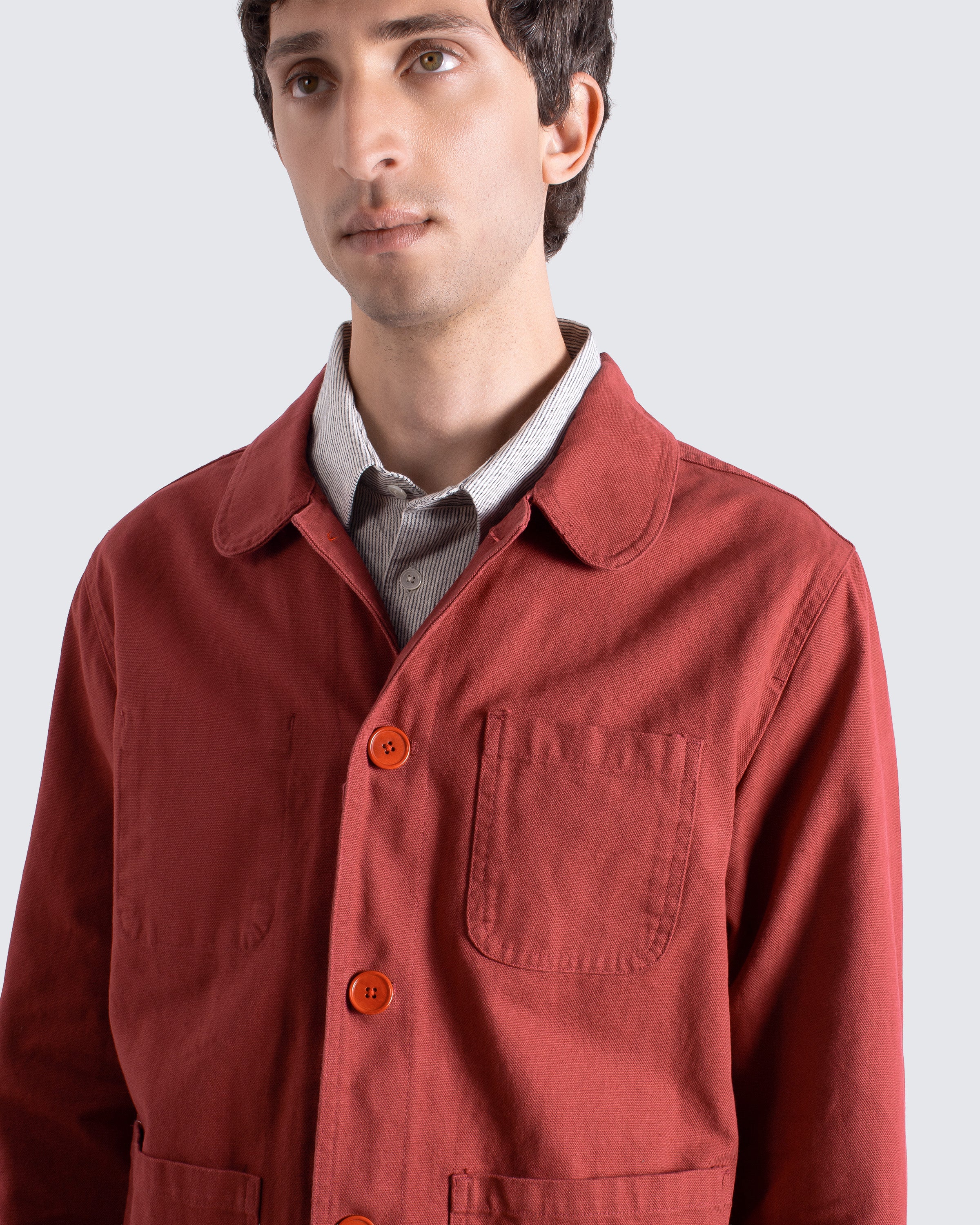 Station Jacket – Red Canvas Chore Coat | Far Afield