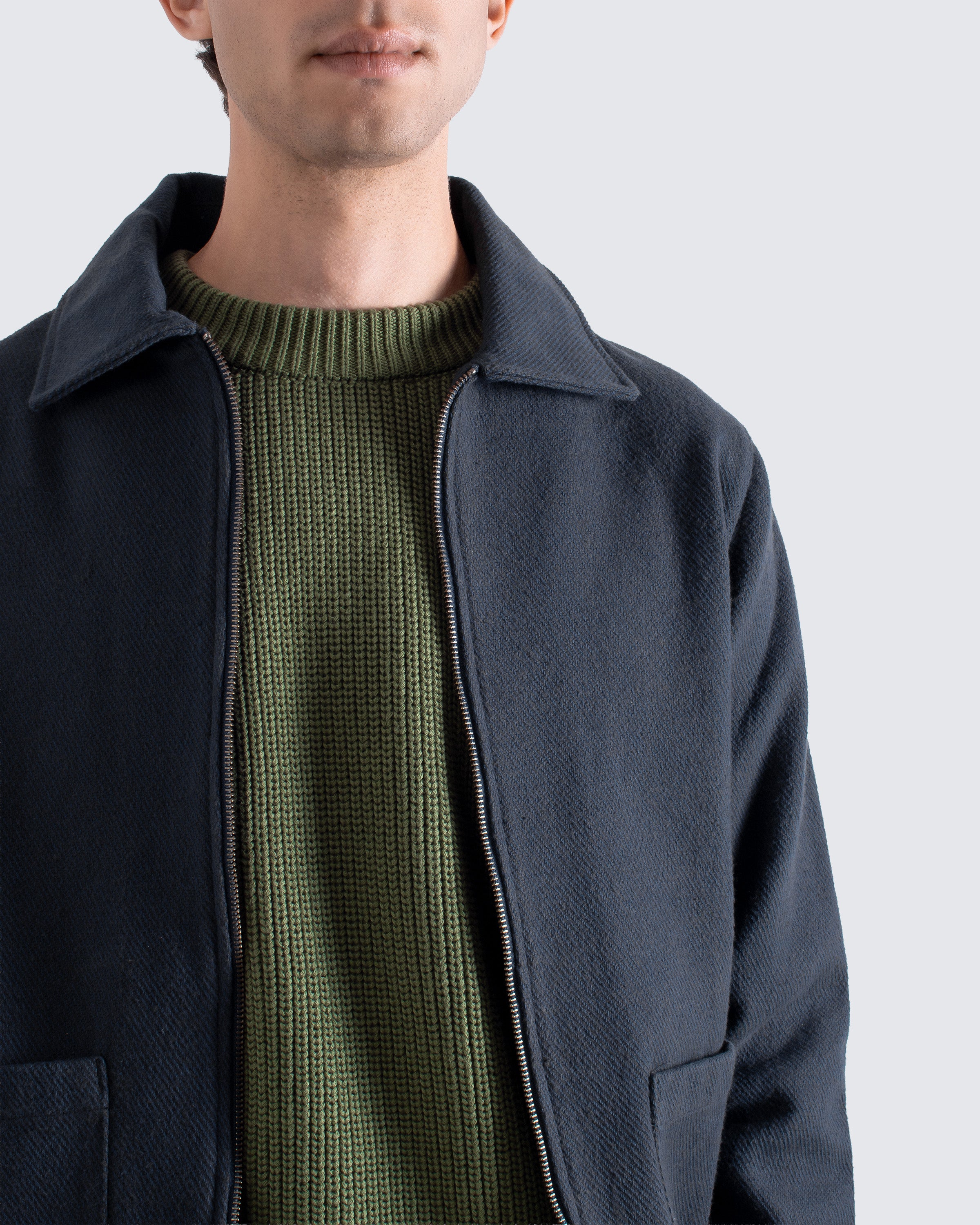 Josef Jacket – Navy | Men's Zip-Through Blouson | Far Afield