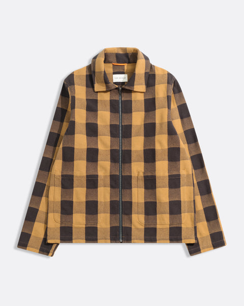 Josef Jacket – Yellow Zip-Through Dobby Check Blouson | Far