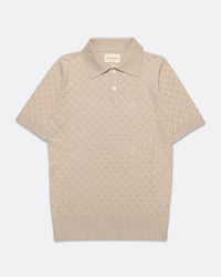 Knitted Polos · Jacobs Perforated Lace Polo - Peyote Sand