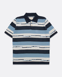 Knitted Polos · Kier Polo - Allure Blue / Navy Pixel Stripe