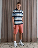 Knitted Polos · Kier Polo - Allure Blue / Navy Pixel Stripe