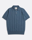 Knitted Polos · Jacobs Punched Stripe Polo - Aegean Blue