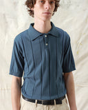 Knitted Polos · Jacobs Punched Stripe Polo - Aegean Blue