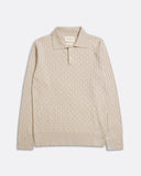Knitted Polos · Jacobs Perforated Lace Polo - Peyote Sand Long Sleeve