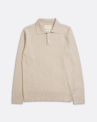 Knitted Polos · Jacobs Perforated Lace Polo - Peyote Sand Long Sleeve