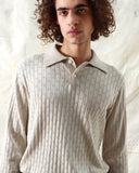 Knitted Polos · Jacobs Perforated Lace Polo - Peyote Sand Long Sleeve