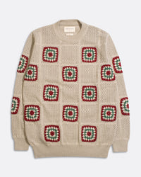 Jumpers · Floral Crochet Knit - Peyote Sand