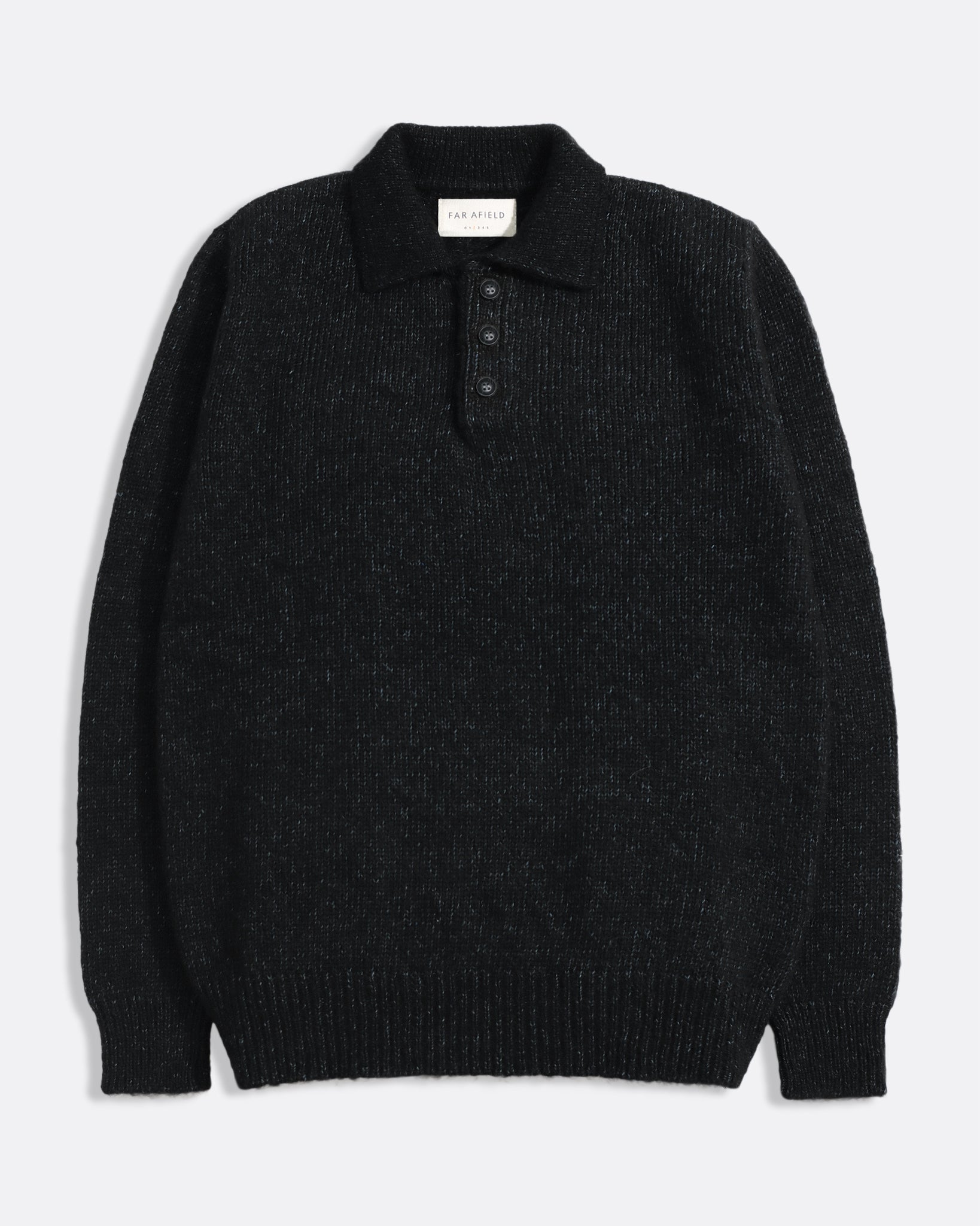Kier Knit Polo Dark Grey | Brushed Textured Polo Shirt – Far Afield